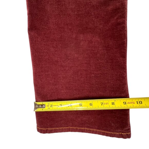 CAbi Burgundy Velour Pants 10 Velvet MidRise Straight Leg Rivets Gold Stitching - Picture 13 of 13